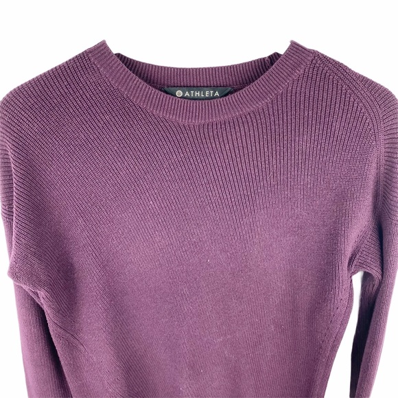 ATHLETA Purple Rest Day Asymmetrical Silk Blend Sweater XXS - Picture 3 of 7